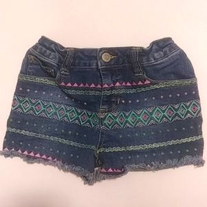 Cat & Jack | Embroidered Denim Shorts | S (6-6X) Bohemian Casual Festival